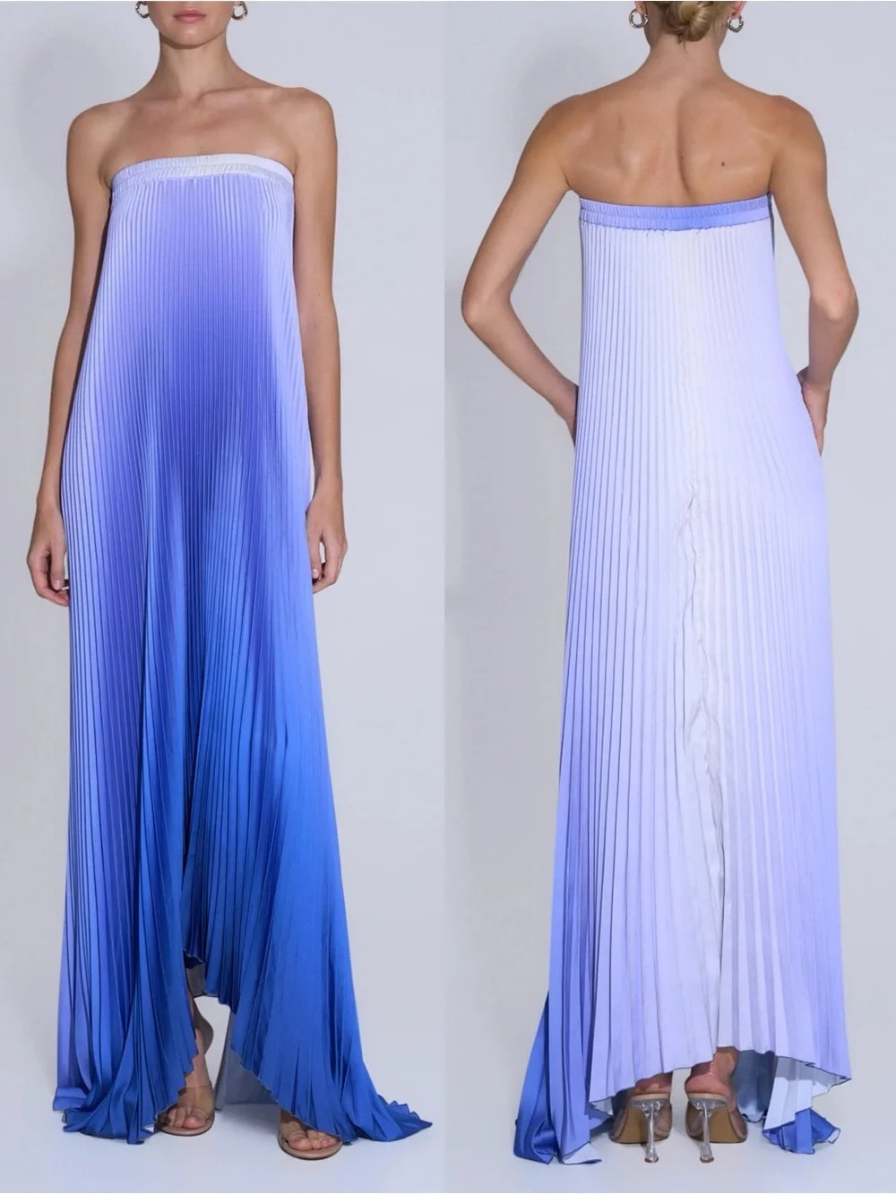 L’IDEE Bisous Strapless Pleated Gown Ombré Ocean Blue NEW with tags - Picture 10 of 10